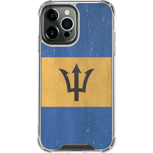Barbados Flag Distressed iPhone 15 Pro Max Clear Case
